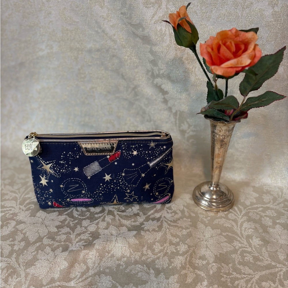 Estée Lauder Blue Starry Patterned Women's Clutch/Cosmetic Bag